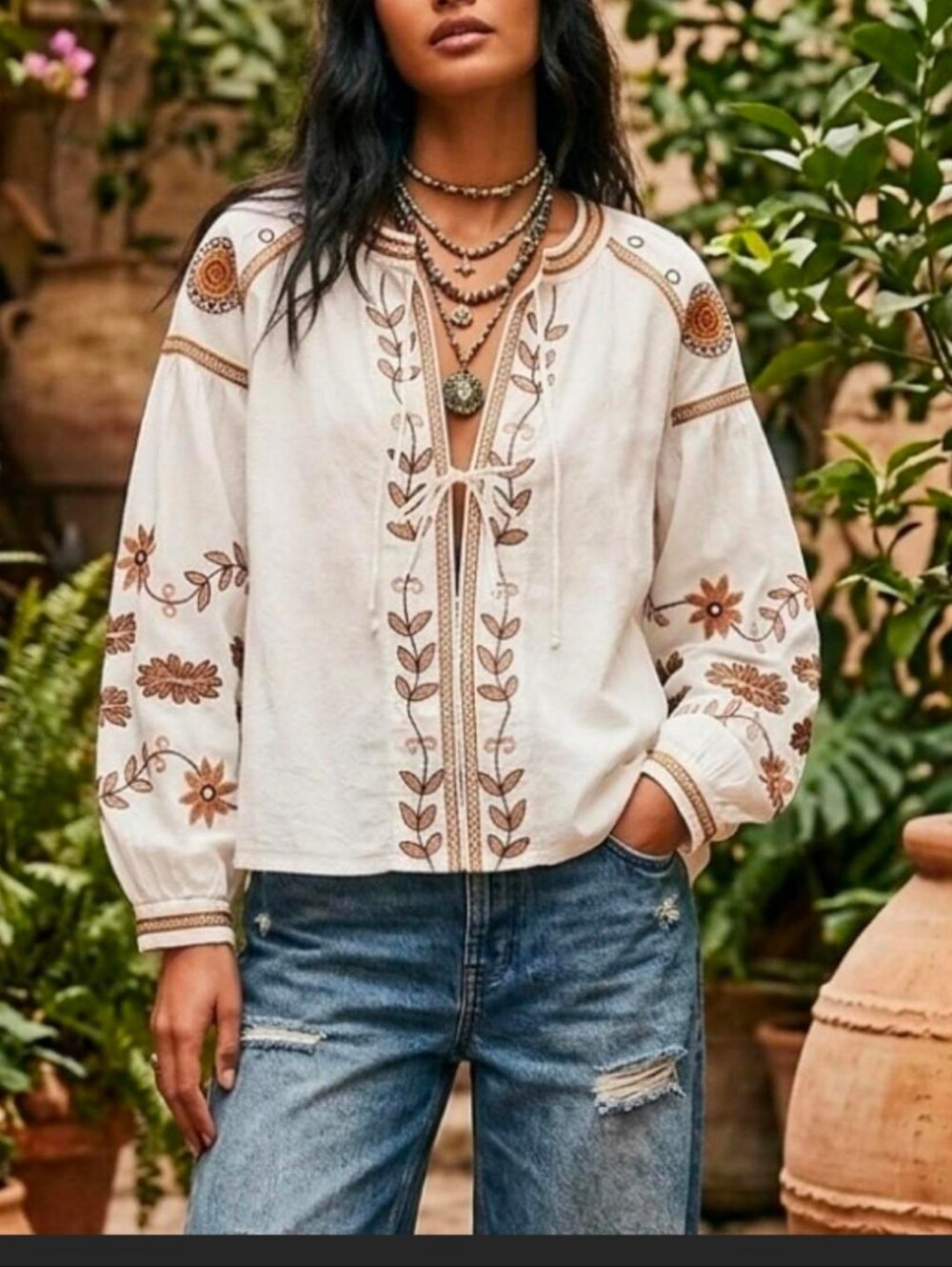 Anthropologie RD & Koko Embroidered Lined Jacket Size Lg Luxury Boho Chic